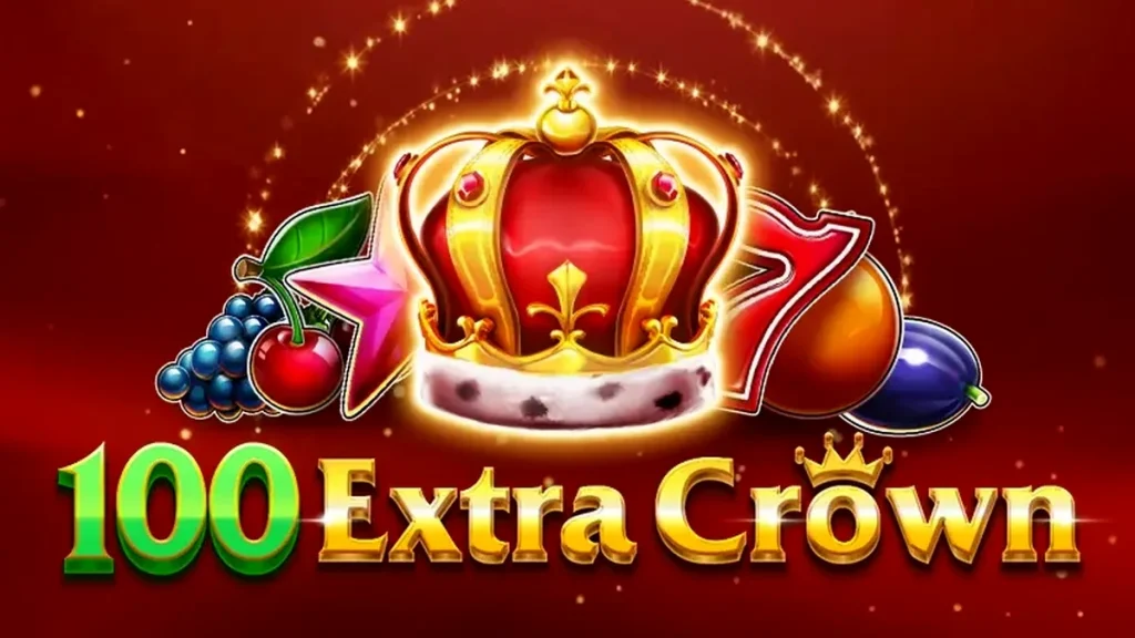 Tampilan visual mesin slot 100 Extra Crown dengan simbol mahkota dan buah-buahan klasik