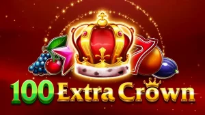 Tampilan visual mesin slot 100 Extra Crown dengan simbol mahkota dan buah-buahan klasik