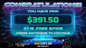 Tampilan visual futuristik dan neon dari slot Crypto Genesys dengan elemen cyberpunk.